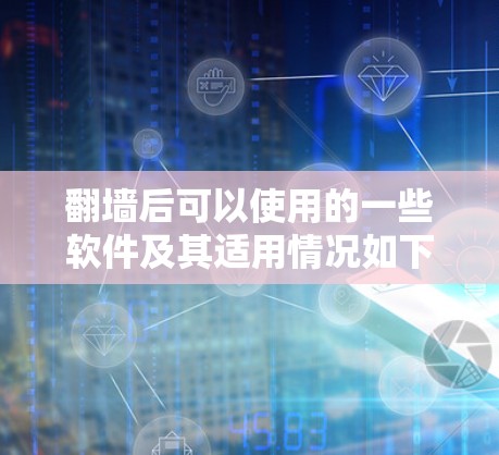 翻墙后可以使用的一些软件及其适用情况如下 翻墙后可以使用的一些软件及其适用情况如下