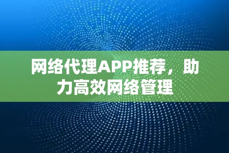 网络代理APP推荐，助力高效网络管理