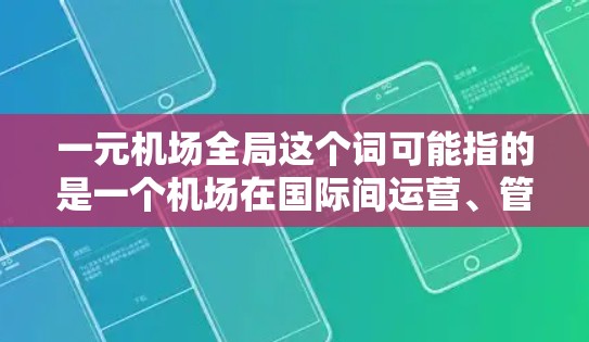 一元机场全局这个词可能指的是一个机场在国际间运营、管理、协调和服务的综合概念。一元可能指的是机场作为一个独立的运营机构或服务，而全局则意味着其覆盖全球的范围。以下是一些可能的解释和内容