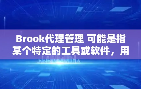 Brook代理管理 可能是指某个特定的工具或软件，用于代理管理。然而，没有详细的信息，我无法准确确定具体指的是什么。以下是一些可能的解释